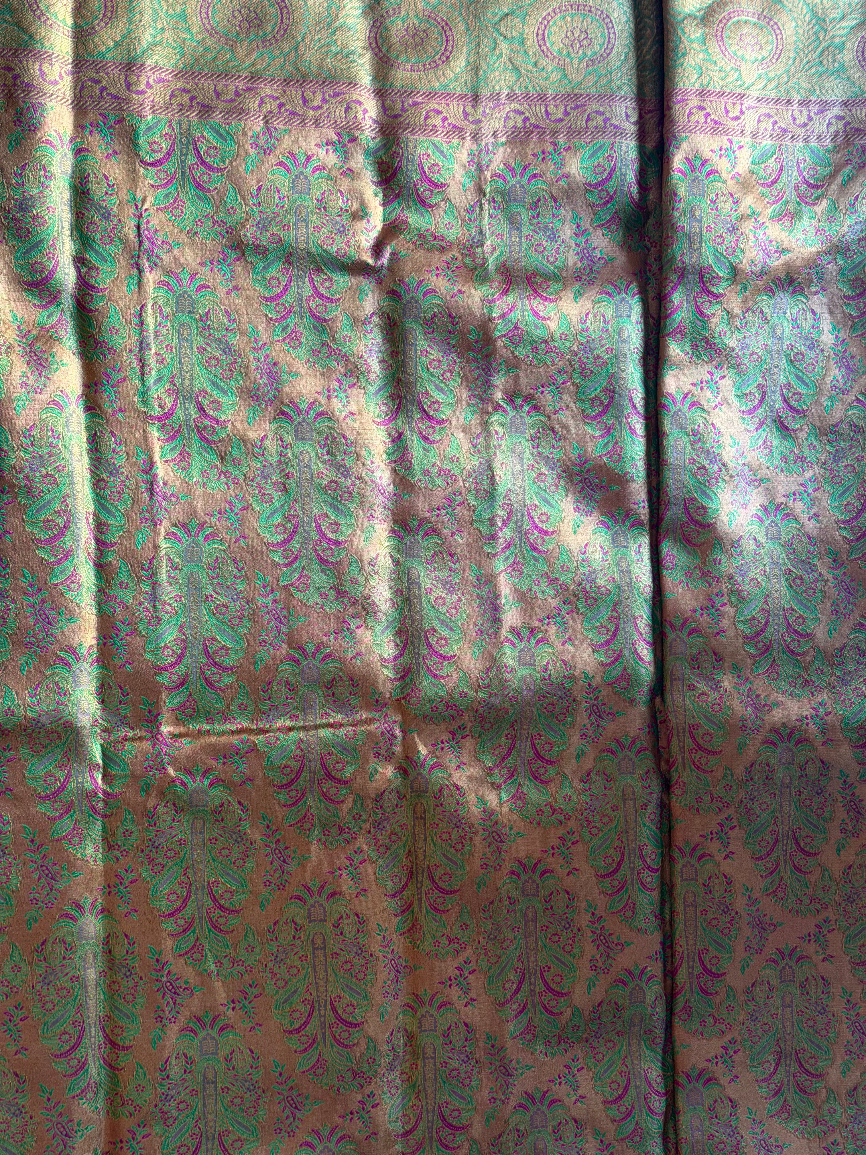 Kanchipuram pure silk saree border detail - traditional zari weaving at manufacturer price