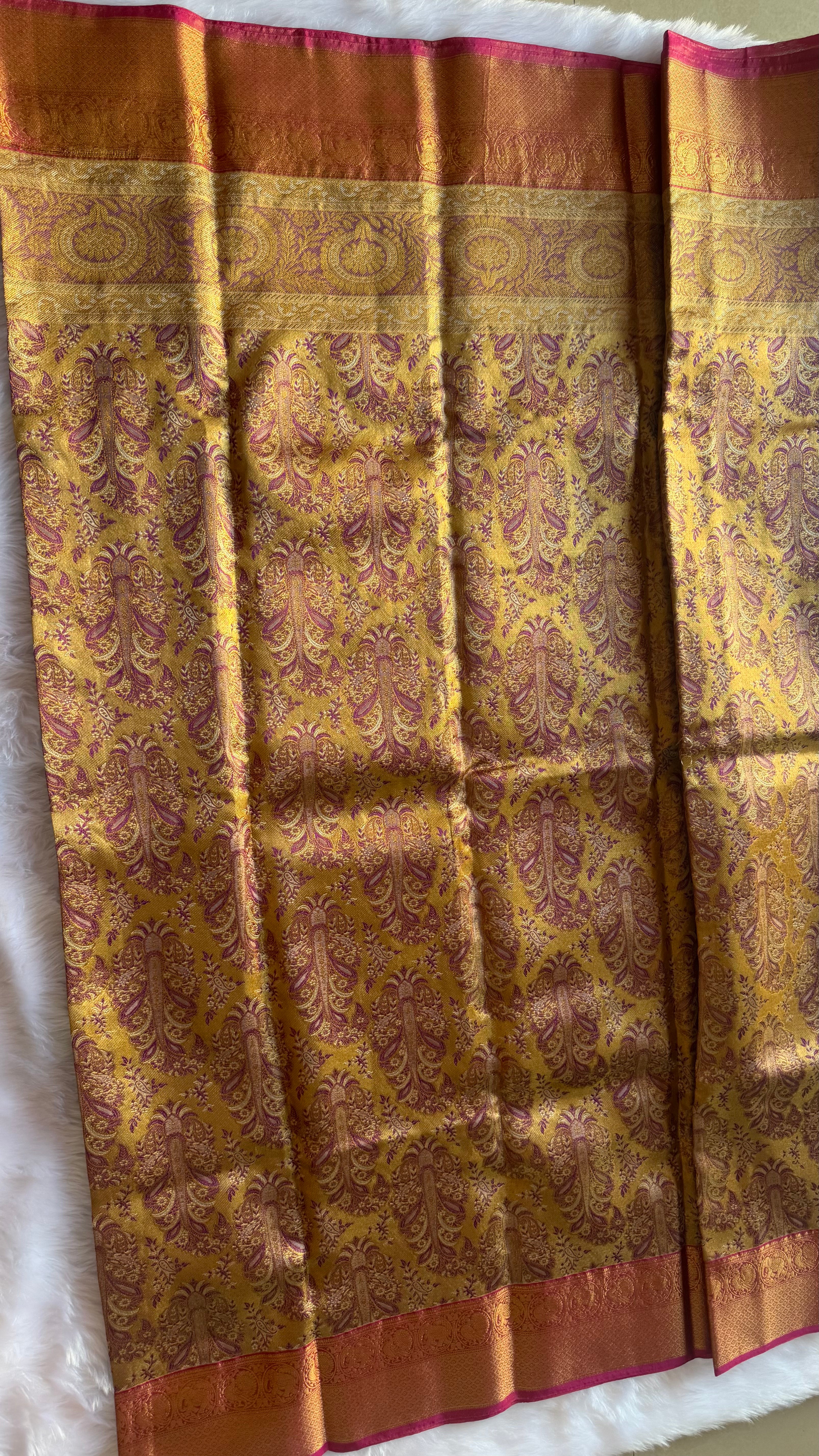 Kanchipuram pure silk saree full length view - premium bridal silk for grand occasions