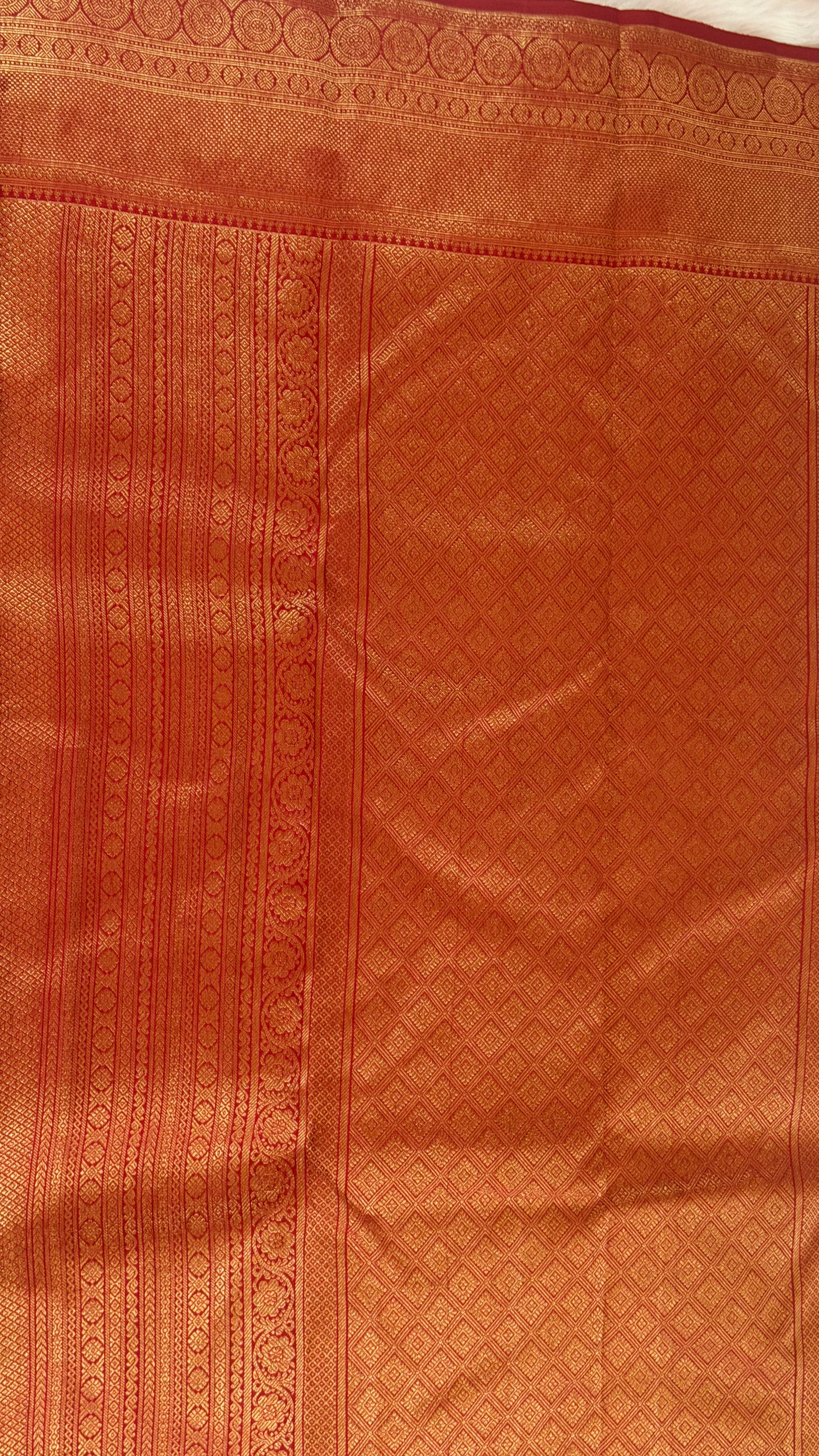 Kanchipuram pure silk saree border detail - traditional zari weaving KPPS005