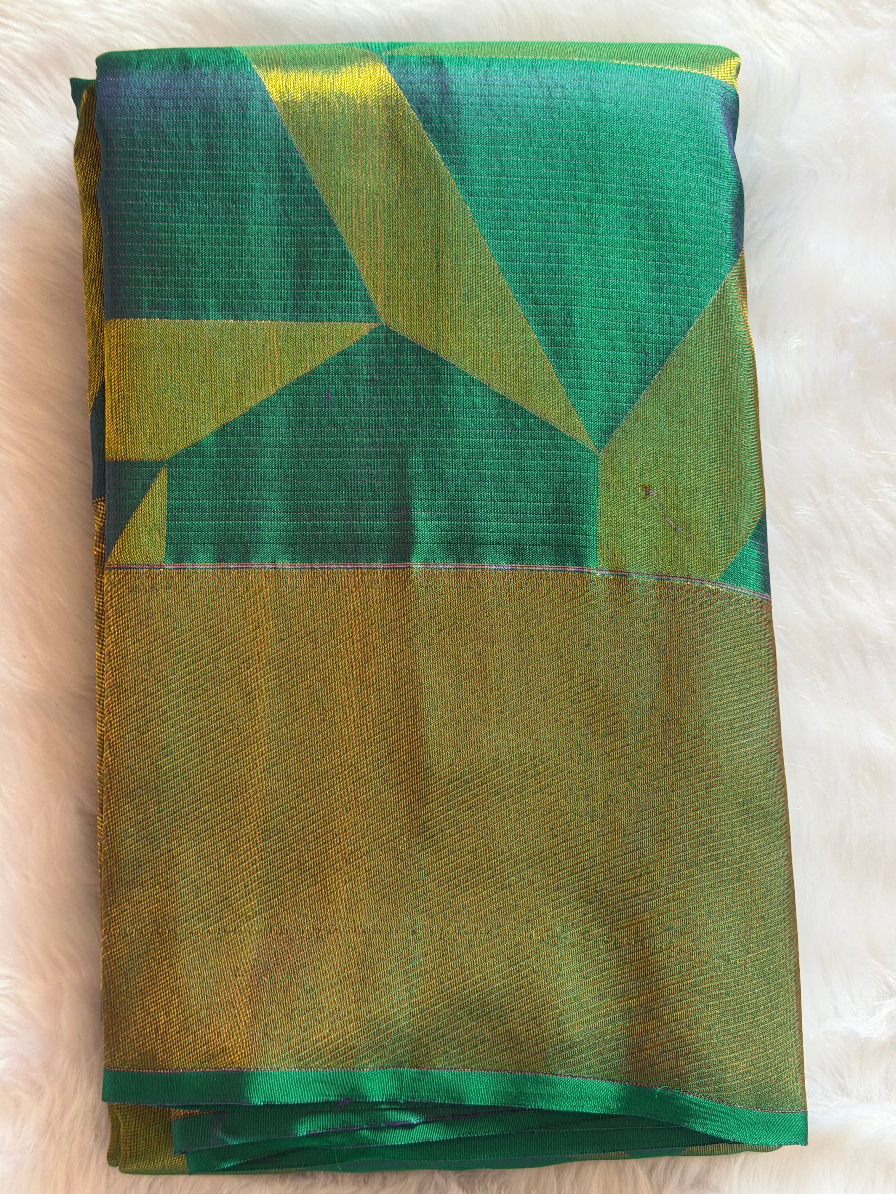Kanchipuram pure silk saree draped view - rich texture traditional design for brides and gifting