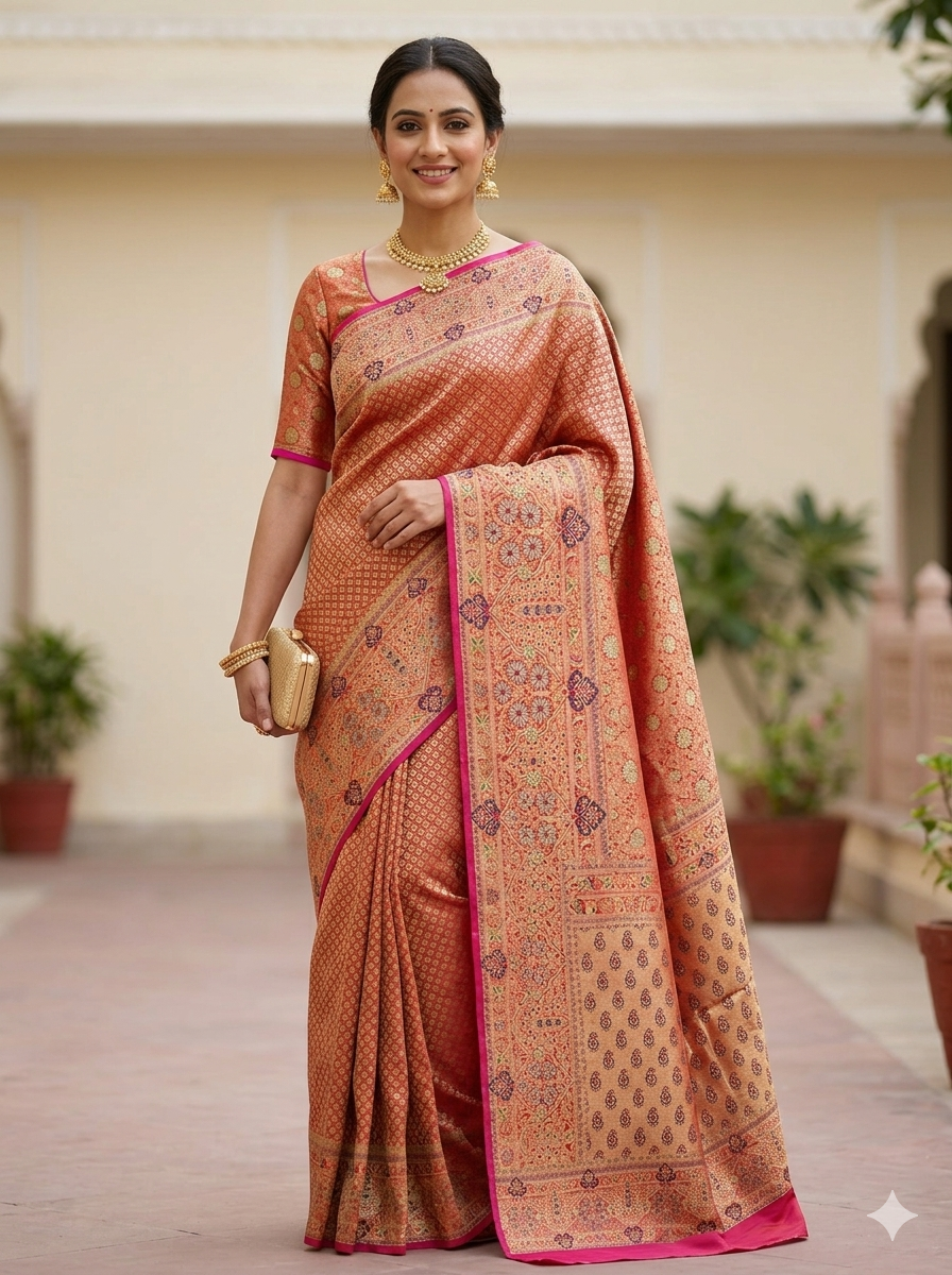 Kanchipuram pure mulberry silk saree crown jewel collection with heavy zari grand pallu - KPPS0013 - NN Silk Sarees